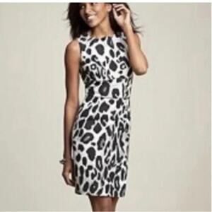 Ann Taylor Women’s Leopard Print Sheath Dress Size 4 Sleeveless Office Workwear